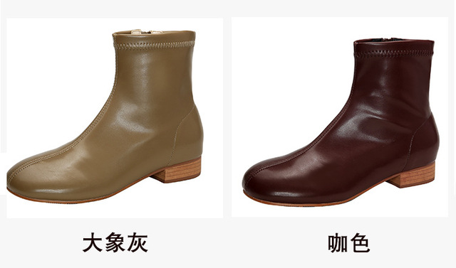 Koreańskie zimowe buty damskie na duże okrągłe palce, z wygodnym zapięciem na suwak, 5 kolorów drewnianych obcasów - Wianko - 5