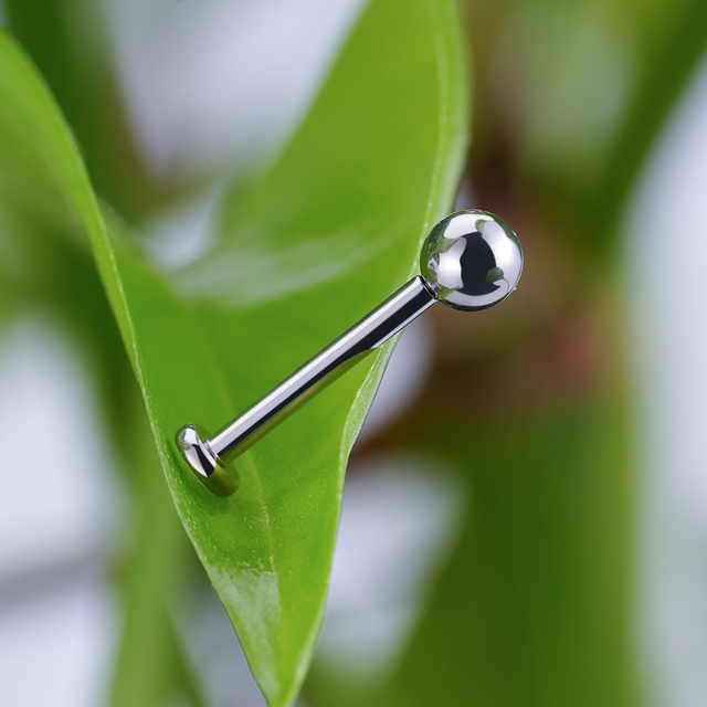 Pinezka do piercingu Labret Tragus Monroe, 16G 18G, tytanowa, bez gwintu, piłkowa, płaski tył - Wianko - 3