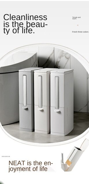 Prosty Push Open Lid kosz na śmieci zintegrowany z szczotką do WC - moda, łazienka, przechowywanie odpadów, akcesoria - Wianko - 3