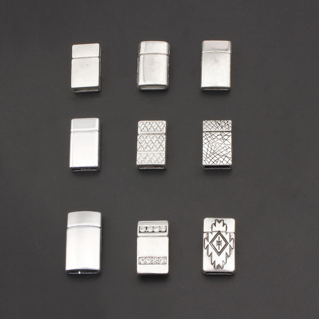 Zestaw 3 klamr biżuteryjnych z magnetycznym zapięciem do płaskich skórzanych bransoletek o szerokości 5mm i 10mm - Wianko - 2