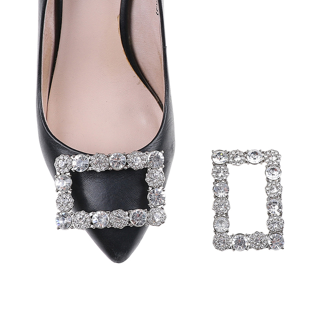 Elegancka klamra na buty ze szlifenkiem z kryształkami do ślubu - ozdoba do butów - Wianko - 1