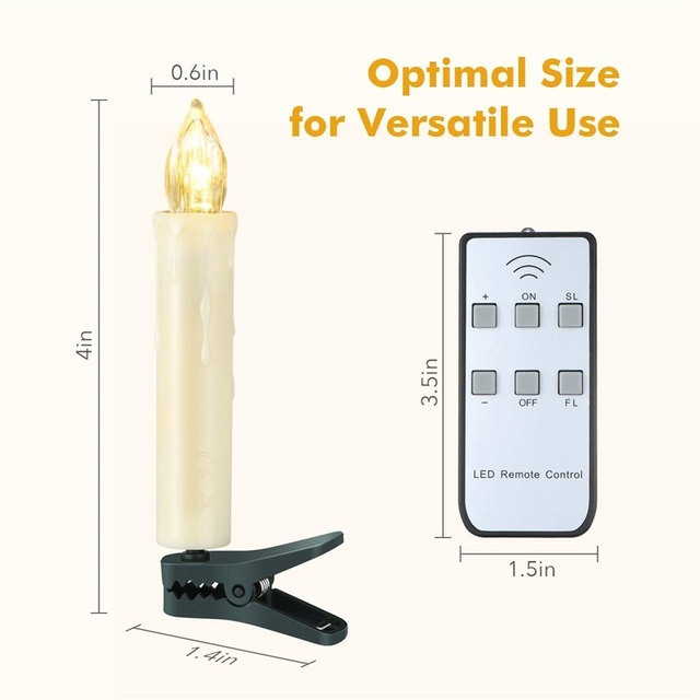 Bezpłomieniowy zestaw świec stożkowych LED z pilotem - noworoczna dekoracja na choinkę i do domu - Wianko - 3