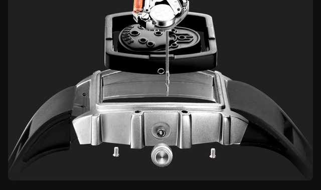 Baogela BGL1612G-1 - męski zegarek kwarcowy z czarnym silikonowym paskiem i prostokątną tarczą z motywem czaszki - Wianko - 11