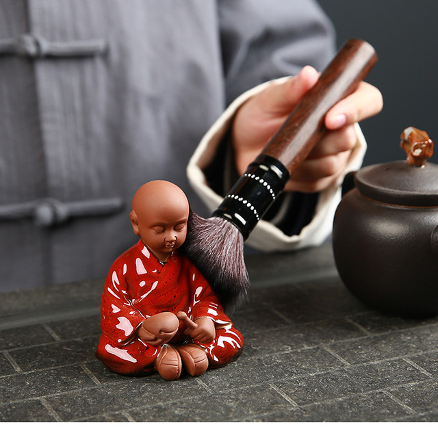 Ręcznie robiona, kreatywna figurowa dekoracja ślicznego małego mnicha Zen do herbaty, fioletowy piasek, tace herbaty, gliniana herbaciarnia, zestaw herbaty dla zwierząt - Wianko - 8