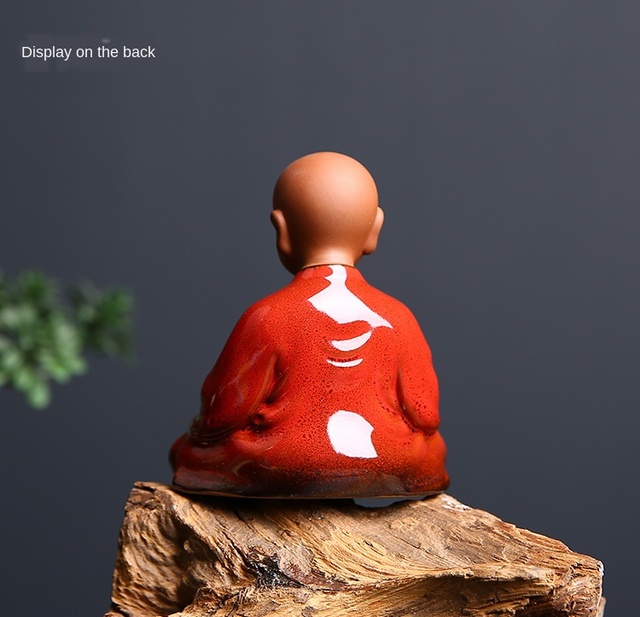 Ręcznie robiona, kreatywna figurowa dekoracja ślicznego małego mnicha Zen do herbaty, fioletowy piasek, tace herbaty, gliniana herbaciarnia, zestaw herbaty dla zwierząt - Wianko - 5