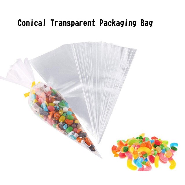 Torba celofanowa do pakowania cukierków - zestaw 50/100/200 sztuk (małe, różnorodne wzory, z wiązaniem) - Wianko - 1