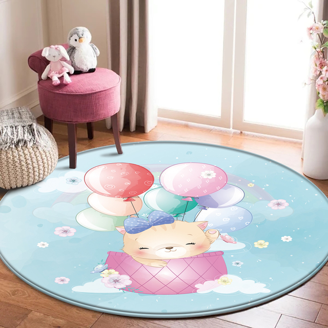 Najlepszy dywan flanelowy dla dzieci z motywem zwierząt - okrągły dywanik do pokoju dziecięcego - Wianko - 16