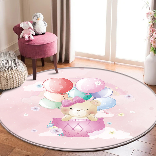 Najlepszy dywan flanelowy dla dzieci z motywem zwierząt - okrągły dywanik do pokoju dziecięcego - Wianko - 9