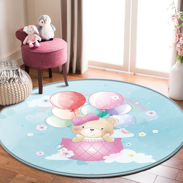 Najlepszy dywan flanelowy dla dzieci z motywem zwierząt - okrągły dywanik do pokoju dziecięcego - Wianko - 10