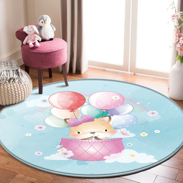 Najlepszy dywan flanelowy dla dzieci z motywem zwierząt - okrągły dywanik do pokoju dziecięcego - Wianko - 12