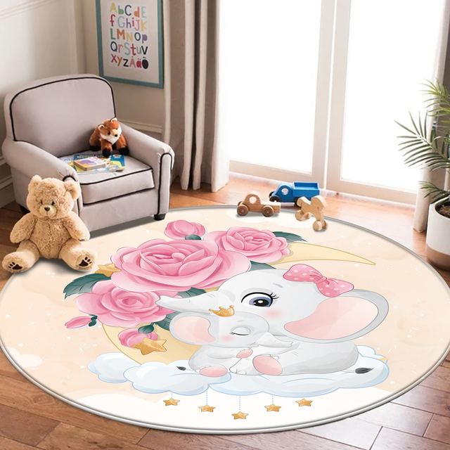 Najlepszy dywan flanelowy dla dzieci z motywem zwierząt - okrągły dywanik do pokoju dziecięcego - Wianko - 27