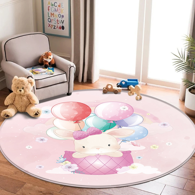 Najlepszy dywan flanelowy dla dzieci z motywem zwierząt - okrągły dywanik do pokoju dziecięcego - Wianko - 17
