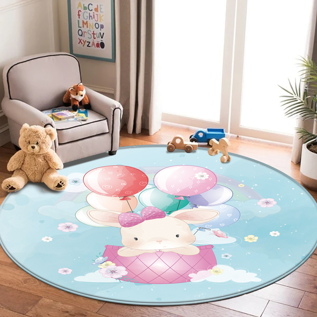 Najlepszy dywan flanelowy dla dzieci z motywem zwierząt - okrągły dywanik do pokoju dziecięcego - Wianko - 18