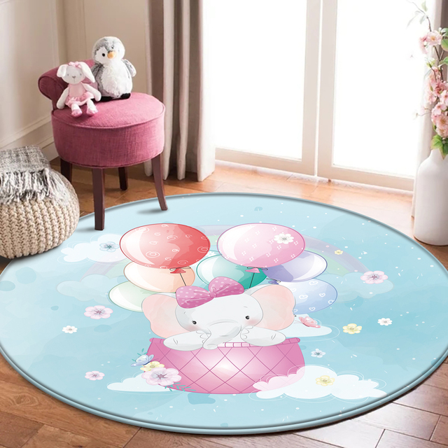 Najlepszy dywan flanelowy dla dzieci z motywem zwierząt - okrągły dywanik do pokoju dziecięcego - Wianko - 14