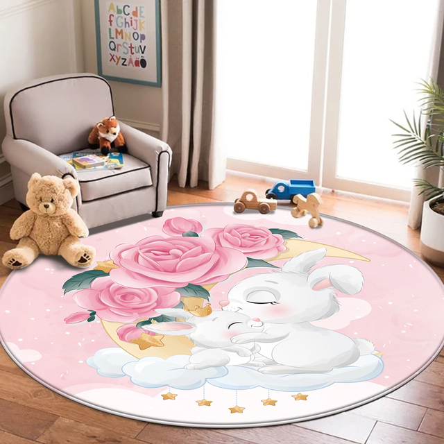 Najlepszy dywan flanelowy dla dzieci z motywem zwierząt - okrągły dywanik do pokoju dziecięcego - Wianko - 23