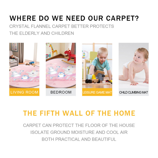 Najlepszy dywan flanelowy dla dzieci z motywem zwierząt - okrągły dywanik do pokoju dziecięcego - Wianko - 4