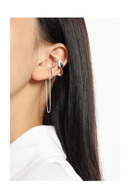 Klips na uszy SHANICE z prawdziwego srebra 925, przesadzony, nieregularny - dla kobiet, które nie mają przekłucia - Wianko - 5
