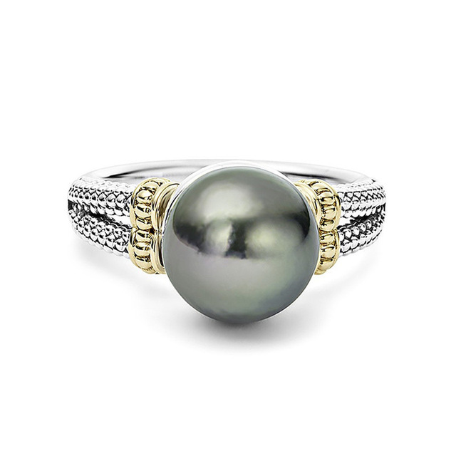Pierścionek obrączkowy Visisap Vintage szare imitacje pereł dla kobiet i mężczyzn, biały złoty kolor, jubileusz, modny, dostawca biżuterii B2340 - Wianko - 1