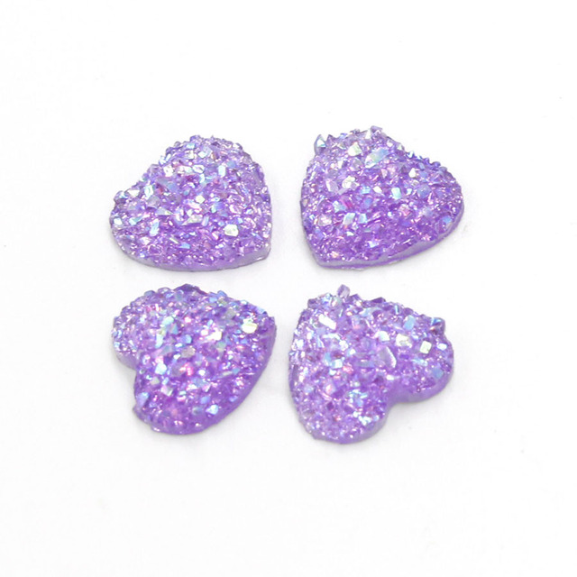 50 sztuk/partia żywica AB Faux Druzy serce Cabochon 12MM Flatback brokat kryształ sztuczny kamień - Wianko - 29