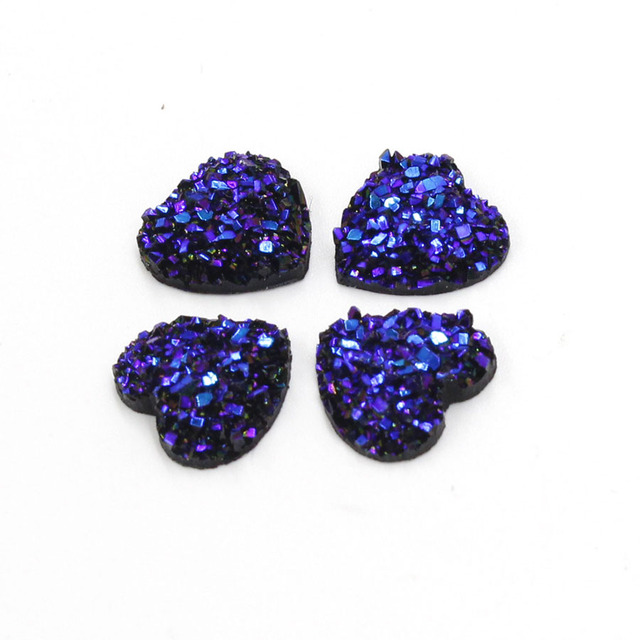 50 sztuk/partia żywica AB Faux Druzy serce Cabochon 12MM Flatback brokat kryształ sztuczny kamień - Wianko - 37