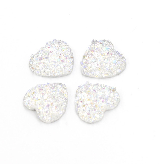 50 sztuk/partia żywica AB Faux Druzy serce Cabochon 12MM Flatback brokat kryształ sztuczny kamień - Wianko - 31