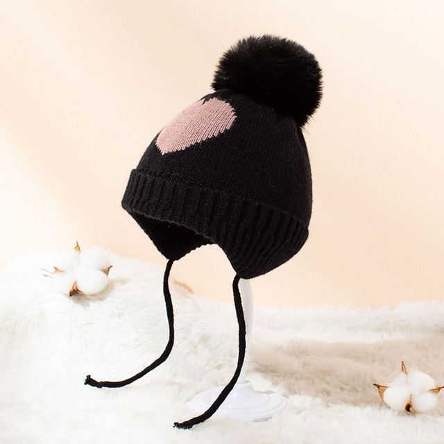 Miękka czapka dla niemowląt z nadrukiem w kształcie serca - dziewczynka/chłopiec, jesień/zima - Wianko - 5