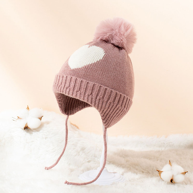 Miękka czapka dla niemowląt z nadrukiem w kształcie serca - dziewczynka/chłopiec, jesień/zima - Wianko - 4