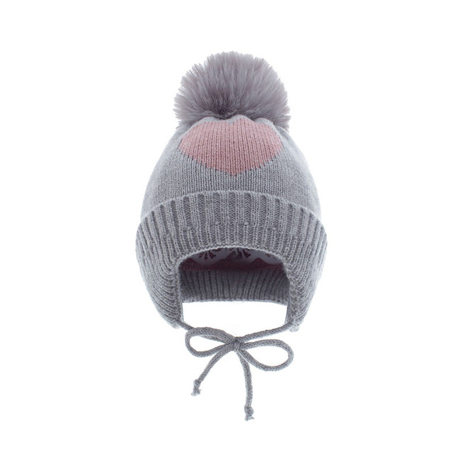 Miękka czapka dla niemowląt z nadrukiem w kształcie serca - dziewczynka/chłopiec, jesień/zima - Wianko - 12