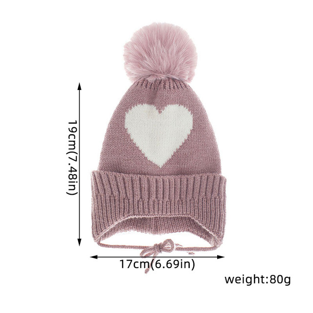 Miękka czapka dla niemowląt z nadrukiem w kształcie serca - dziewczynka/chłopiec, jesień/zima - Wianko - 1