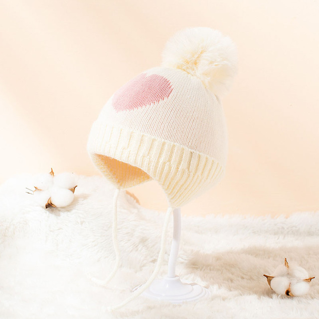 Miękka czapka dla niemowląt z nadrukiem w kształcie serca - dziewczynka/chłopiec, jesień/zima - Wianko - 6