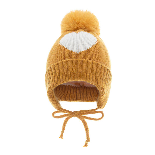 Miękka czapka dla niemowląt z nadrukiem w kształcie serca - dziewczynka/chłopiec, jesień/zima - Wianko - 14