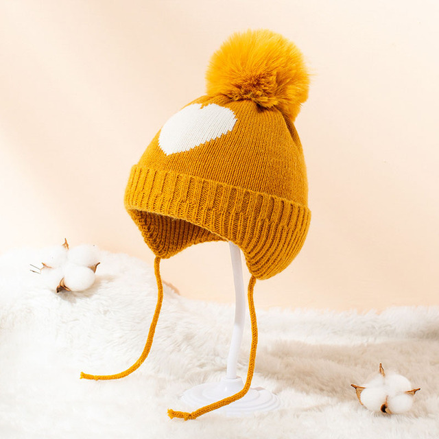 Miękka czapka dla niemowląt z nadrukiem w kształcie serca - dziewczynka/chłopiec, jesień/zima - Wianko - 7