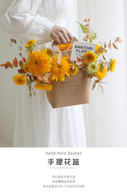 Uchwyt skrzyni z opaską na rękę i kwiatem w papierze Kraft - dekoracyjne opakowanie walentynkowe - Wianko - 1