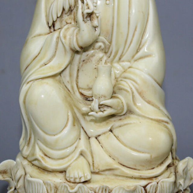 Statua bogini Guanyin bodhisattwa z dehua białej porcelany - ozdoba domu (26 cm) - Wianko - 6