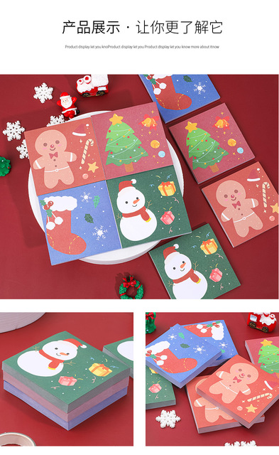Kartki samoprzylepne Hangsu Christmas Cartoon - 50 szt., 4 rodzaje, N-krotnie wklejane, idealne do notatek i zaznaczeń - Wianko - 10