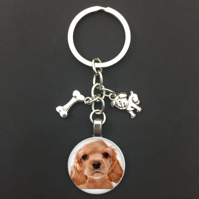 Brelok z kreskówkowym psem - moda i kreatywny wisiorek z szklanym kaboszonem do kluczy samochodowych i biżuterii - Wianko - 5
