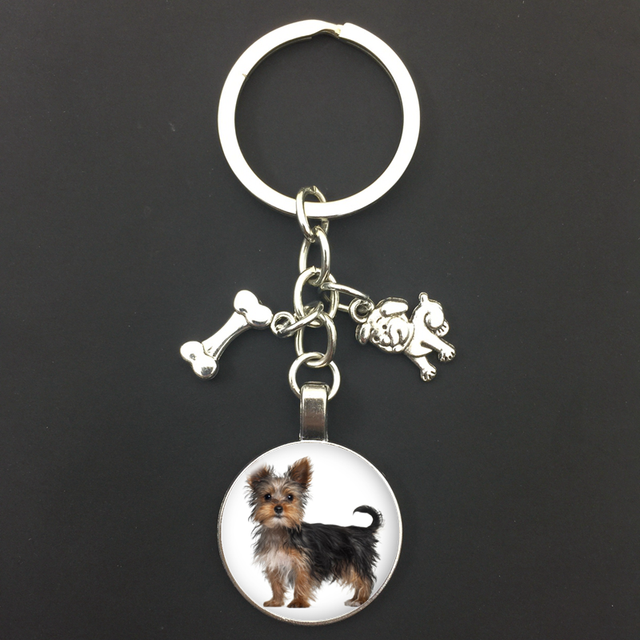 Brelok z kreskówkowym psem - moda i kreatywny wisiorek z szklanym kaboszonem do kluczy samochodowych i biżuterii - Wianko - 4