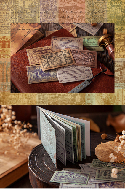 Yoofun Vintage Bloczek Notatników 20 Arkuszy Papieru Biletowego z Retro Nadrukiem - DIY Scrapbooking, Pamiętnik, Czasopismo - Wianko - 6