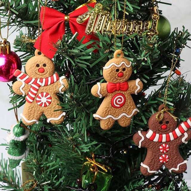 12 sztuk uroczych wiszących ozdób - Gingerbread Man różne kształty, glina, figurka, lalki, Charms na choinkę - Wianko - 7