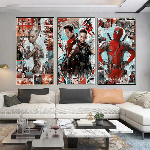 Obraz na płótnie Disney Marvel Avengers - superpool Deadpool Graffiti - Wall Art - Picture Room Cuadros - Home Decor - Wianko - 3