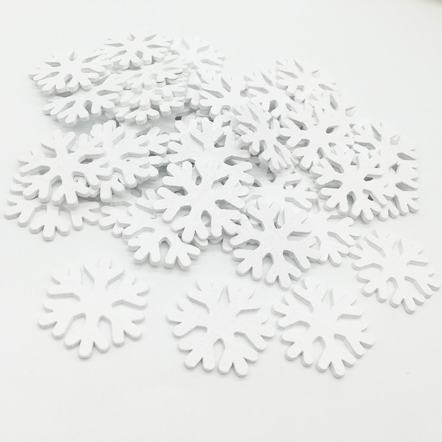 Drewniane ozdoby śnieżynka Mini białe rzemiosło Handmade DIY 100 sztuk - Wianko - 3