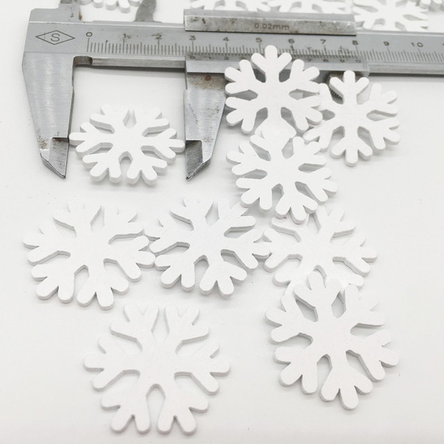 Drewniane ozdoby śnieżynka Mini białe rzemiosło Handmade DIY 100 sztuk - Wianko - 8