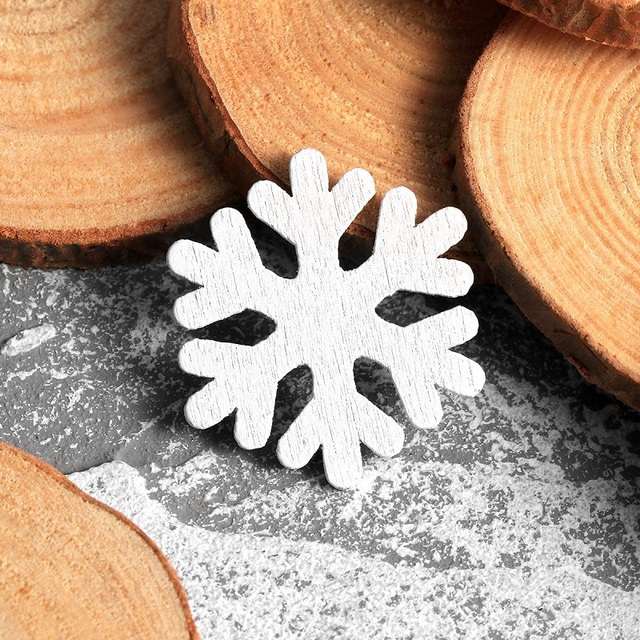 Drewniane ozdoby śnieżynka Mini białe rzemiosło Handmade DIY 100 sztuk - Wianko - 11