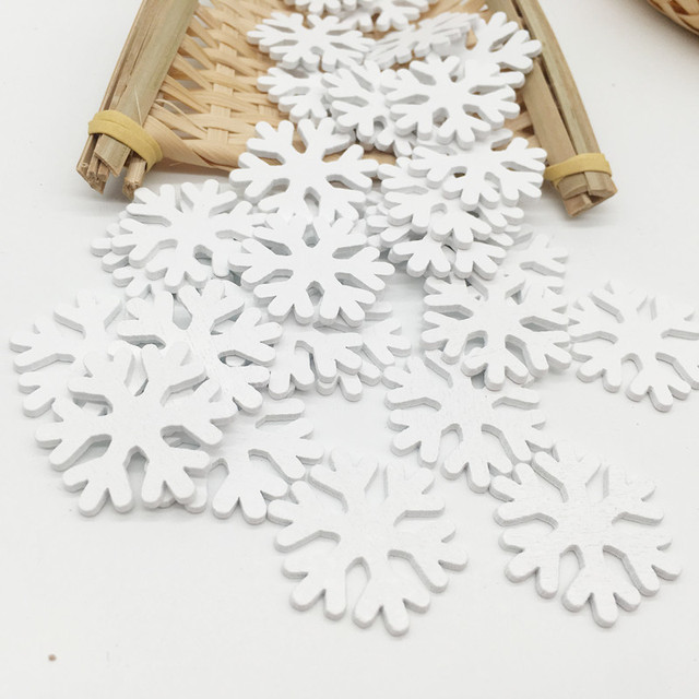 Drewniane ozdoby śnieżynka Mini białe rzemiosło Handmade DIY 100 sztuk - Wianko - 7