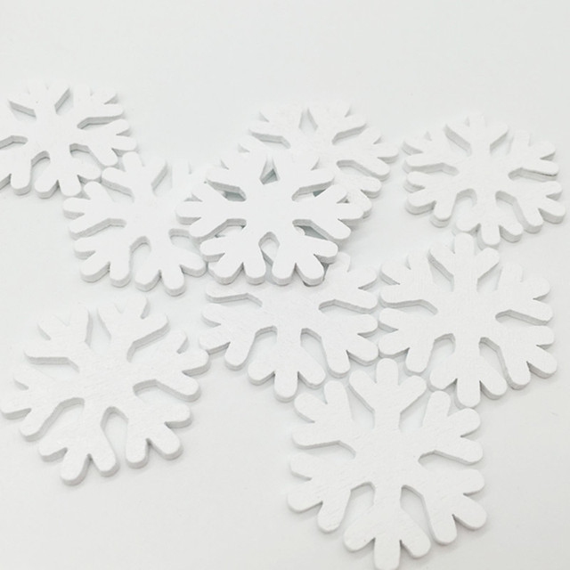 Drewniane ozdoby śnieżynka Mini białe rzemiosło Handmade DIY 100 sztuk - Wianko - 5