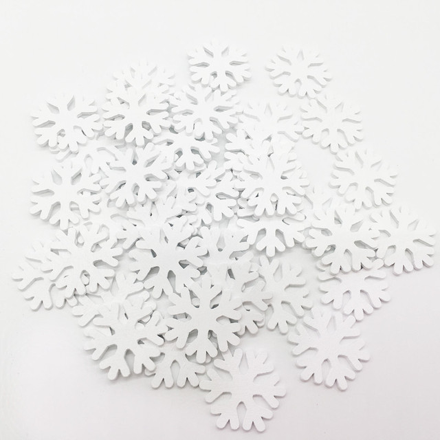 Drewniane ozdoby śnieżynka Mini białe rzemiosło Handmade DIY 100 sztuk - Wianko - 4