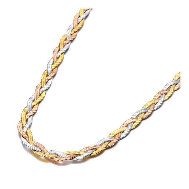 Naszyjnik ZooMango z tytanowej stali nierdzewnej, trzy złote kolory, czechy splot, wąż łańcuch (ZN20284) - biżuteria moda dla kobiet - Wianko - 3