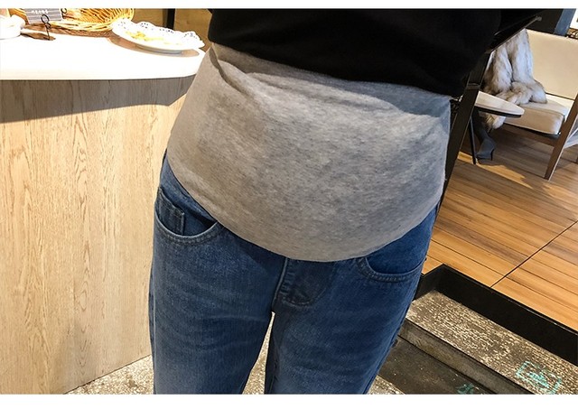 Spodnie dżinsowe dla kobiet w ciąży - Macierzyński brzuch, długa długość, biały, Plus rozmiar, jesienne - Wianko - 23