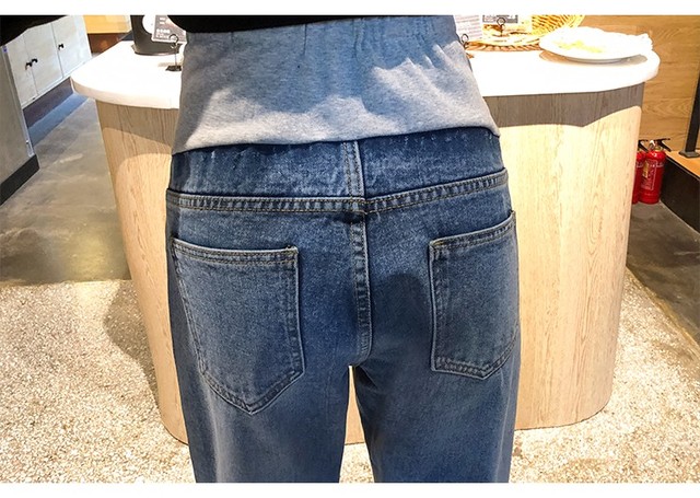 Spodnie dżinsowe dla kobiet w ciąży - Macierzyński brzuch, długa długość, biały, Plus rozmiar, jesienne - Wianko - 26