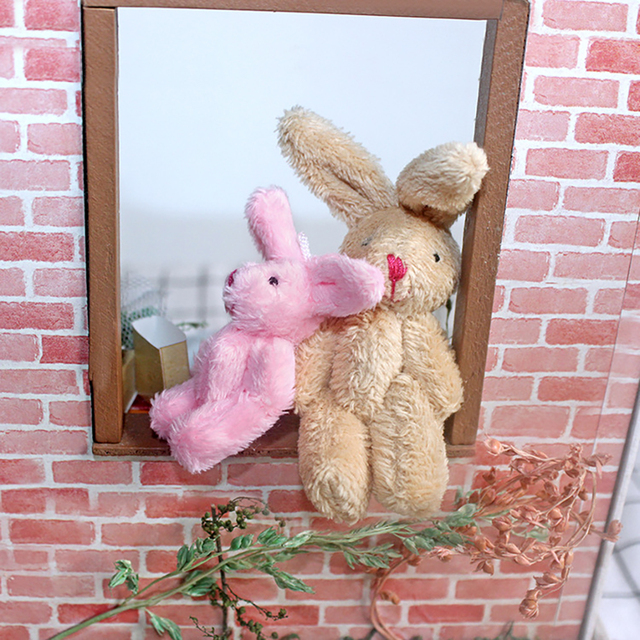 Akcesoria meblowe 1/12 dla lalki - pluszowy królik w skali miniaturowej do dekoracji wnętrz Dollhouse - Wianko - 3